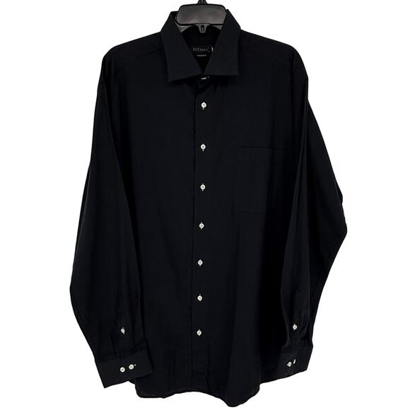 St. Croix Men's Dress Shirt Button Up Black Split Collar - Picture 1 of 6